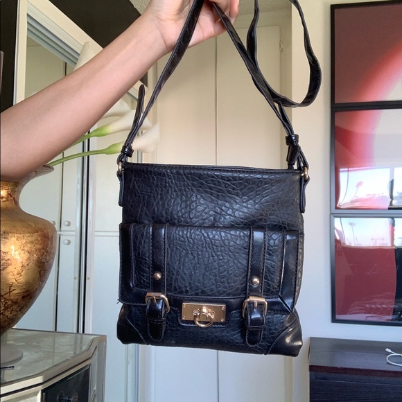 Handbags - Black Vegan Leather Crossbody Handbag